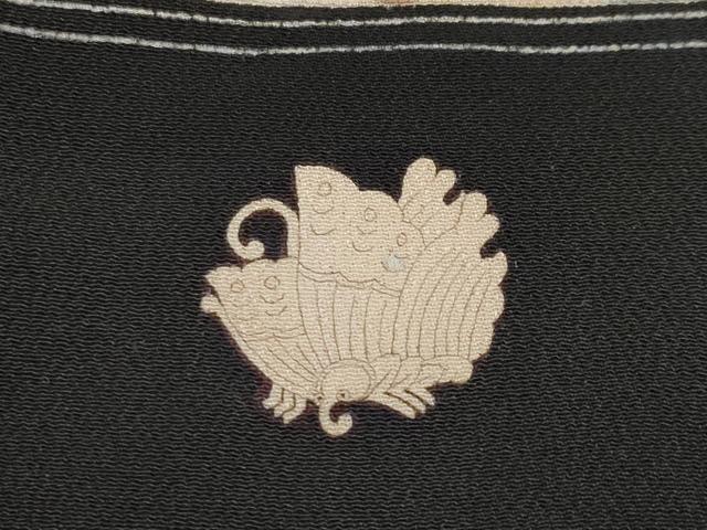 平和屋本店●極上　アンティーク　大正ロマン　振袖　駒刺繍　貝桶草花文　黒地　金彩　逸品　CYAA4514s6 平和屋本店○極上 アンティーク 大正ロマン 振袖 駒刺繍 貝桶草花文
