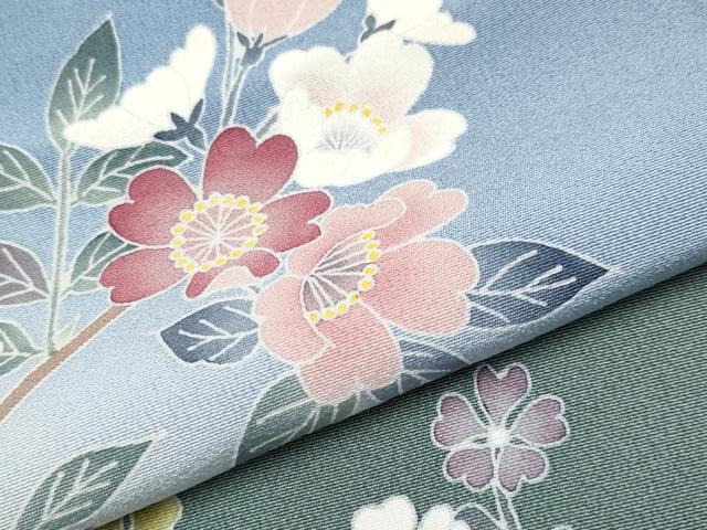 平和屋着物●極上　本加賀友禅作家　佐藤有季子　訪問着　枝花文　暈し染め　三越扱い　証紙付き　青藤色地　逸品　CYAA4551s6_3