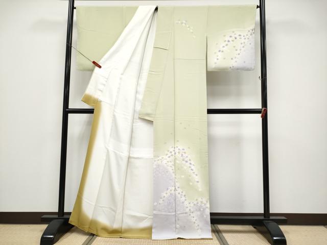 平和屋着物●極上　湘南友禅　内田芳光　訪問着　花煌路　暈し染め　金彩　若芽色地　逸品　未使用　CYAA4554s6_1
