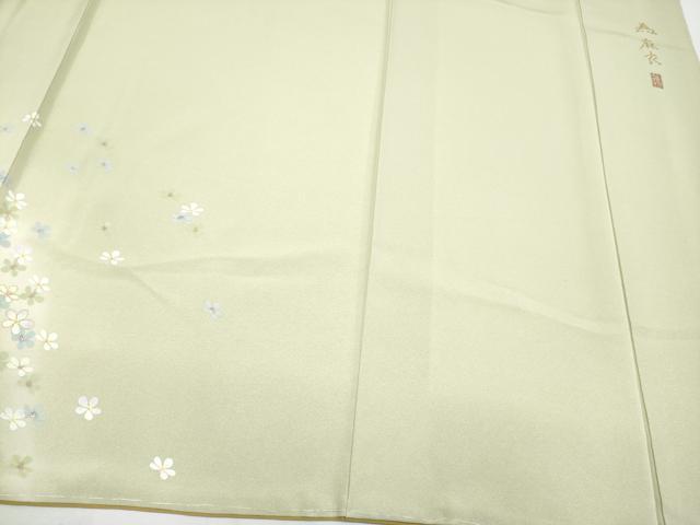 平和屋着物●極上　湘南友禅　内田芳光　訪問着　花煌路　暈し染め　金彩　若芽色地　逸品　未使用　CYAA4554s6_4