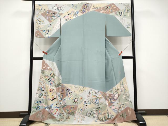 平和屋着物●訪問着　作家物　駒刺繍　舞花文　暈し染め　金彩　鬼しぼ縮緬　反端付き　正絹　逸品　CABC9918vp 楽天市場】平和屋着物○訪問着 駒刺繍 霞藤花文 暈し染め 金彩 正絹