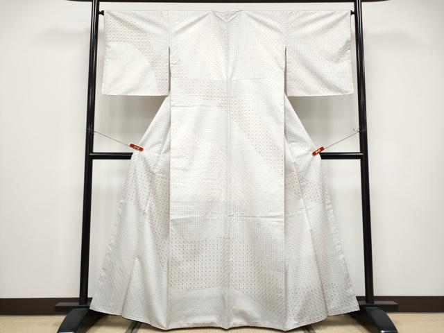平和屋本店●極上　本場大島紬　訪問着　白大島　総刺繍　刺し子　道長吉祥文　逸品　未使用　CYAA4589s6