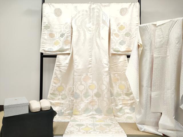 平和屋本店●極上 白無垢　白打掛・掛下・草履セット　お引きずり　和装　婚礼　結婚式　花嫁　神社挙式　唐織　鳳凰花文　逸品 CYAA4603s6