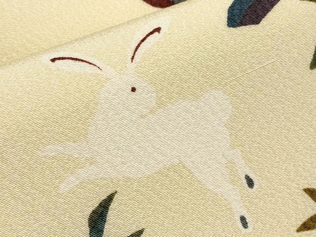 平和屋着物●極上　全通柄　九寸名古屋帯　日本昔話　浅黄色地　逸品　未使用　CYAA4612s6