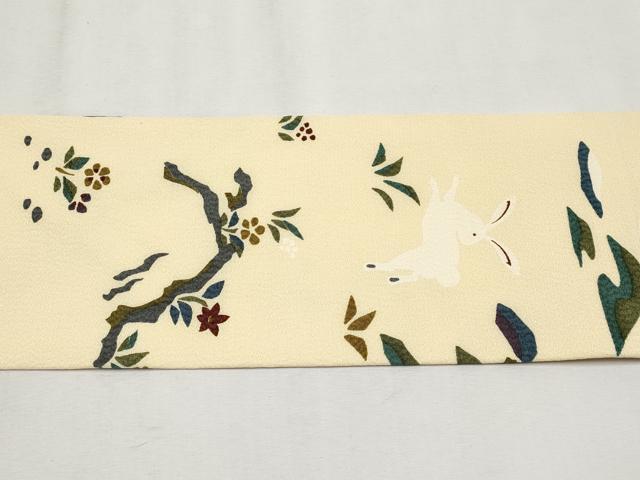 平和屋着物●極上　全通柄　九寸名古屋帯　日本昔話　浅黄色地　逸品　未使用　CYAA4612s6