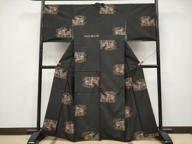 平和屋本店●極上　本場大島紬　9マルキ　唐獅子　逸品　CYAA4629s6_1