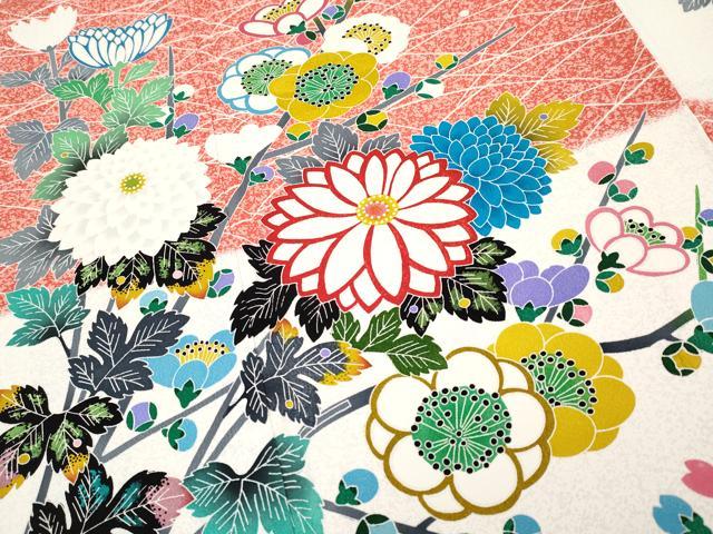 平和屋本店●極上　人間国宝　羽田登喜男　TOKIOetTOKI　振袖・長襦袢セット　市松枝花文　逸品　CYAA4693s6 平和屋本店○極上 人間国宝 羽田登喜男 TOKIOetTOKI 振袖・長襦袢
