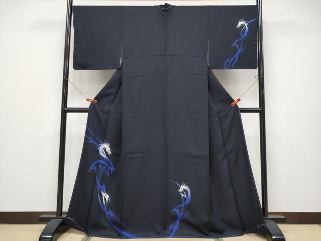 平和屋本店●極上　訪問着　龍　金彩　濃紺地　逸品　CYAA4696s6