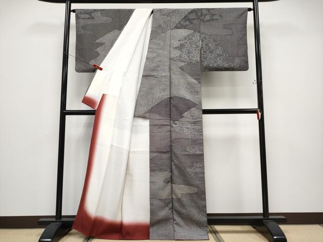 平和屋着物●極上　重要無形文化財　人間国宝　中村勇二郎　訪問着　本場染大島紬　江戸小紋　寄せ小紋柄　黒地　逸品　CYAA4746s6 平和屋着物○重要無形文化財 人間国宝 中村勇二郎 訪問着 江戸小紋