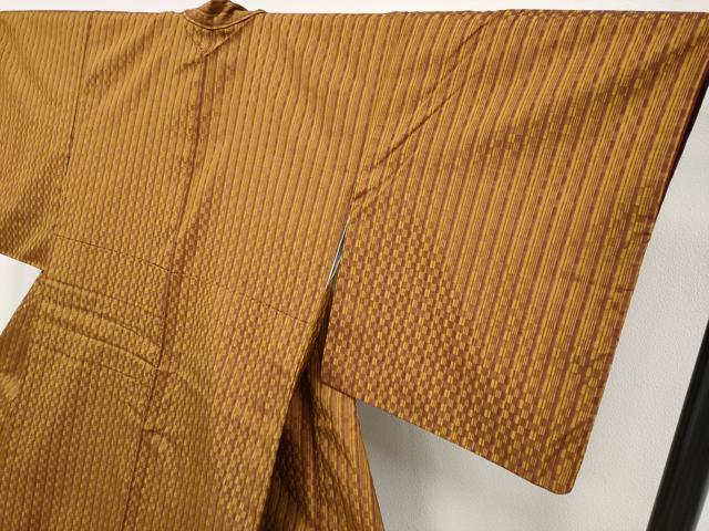 平和屋本店●極上　山下八百子　本場黄八丈　市松綾織　紬　逸品　CYAA4753s6 平和屋本店○極上 山下八百子 本場黄八丈 市松綾織 紬 逸品 CYAA4753s6