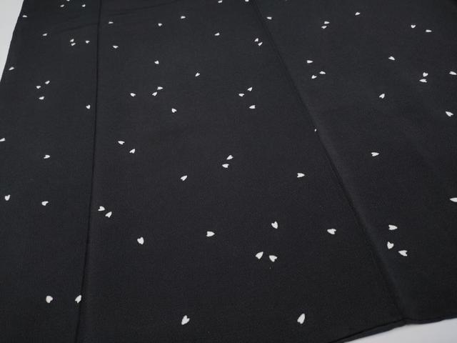 平和屋着物●極上　小紋　舞花びら　黒地　鬼しぼ縮緬　逸品　未使用　CYAA4767s6_5
