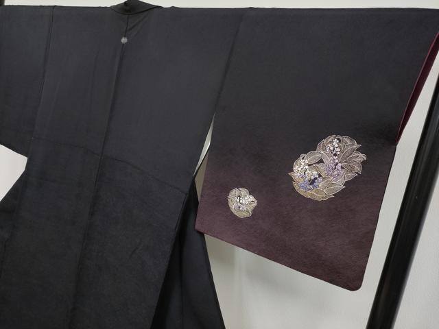 平和屋本店●極上　金彩友禅　卓越技能者・名工・和田光正　京金彩　華陽　訪問着　枝花文　暈し染め　黒地　金銀彩　逸品　CYAA4774s6_2