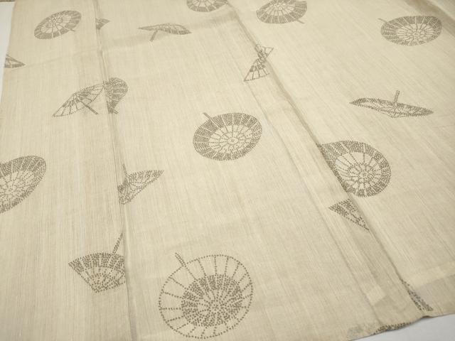 平和屋着物＊極上　夏物　本場小千谷ちぢみ　番傘　薄香色地　麻　逸品　CYAA4784s6_5