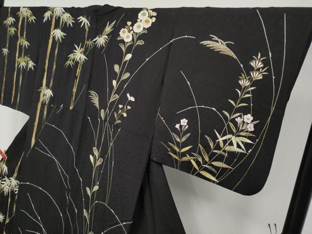 平和屋本店●極上　中国三大刺繍　相良刺繍　総刺繍　訪問着　枝花文　黒地　金糸　逸品　CYAA4821s6 平和屋本店○極上 中国三大刺繍 相良刺繍 総刺繍 訪問着 枝花文 黒地