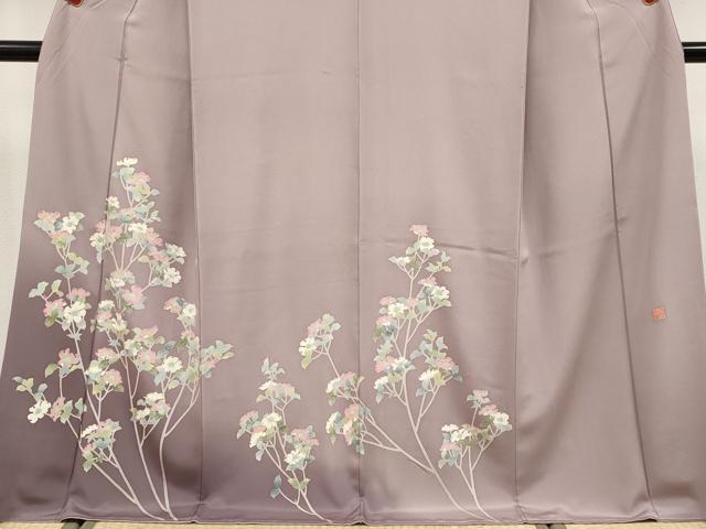平和屋本店●極上　本加賀友禅作家　野路博　訪問着　枝花文　薄柿色地　逸品　CYAA4869s6_3