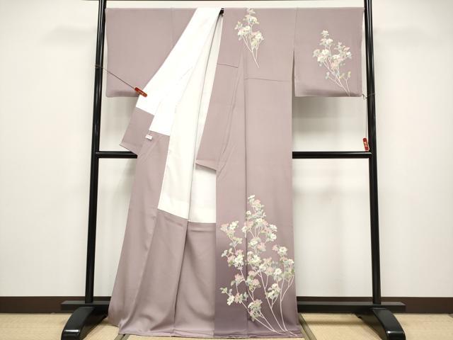 平和屋本店●極上　本加賀友禅作家　野路博　訪問着　枝花文　薄柿色地　逸品　CYAA4869s6_1