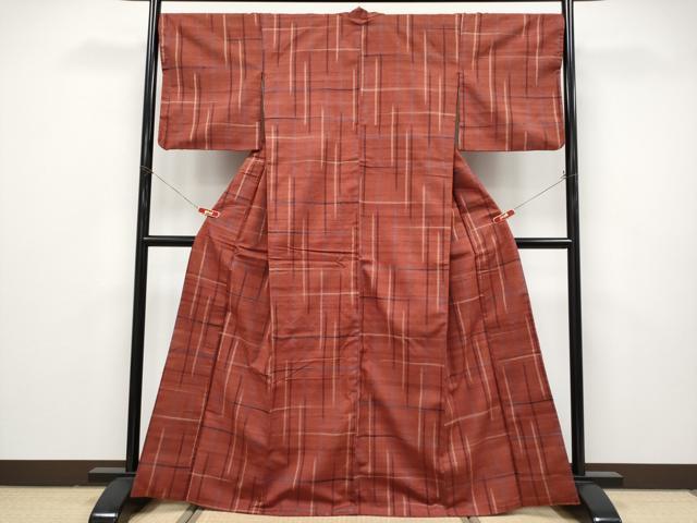 平和屋本店●極上　郡上紬　草木染　格子柄　逸品　CYAA4880s6_1