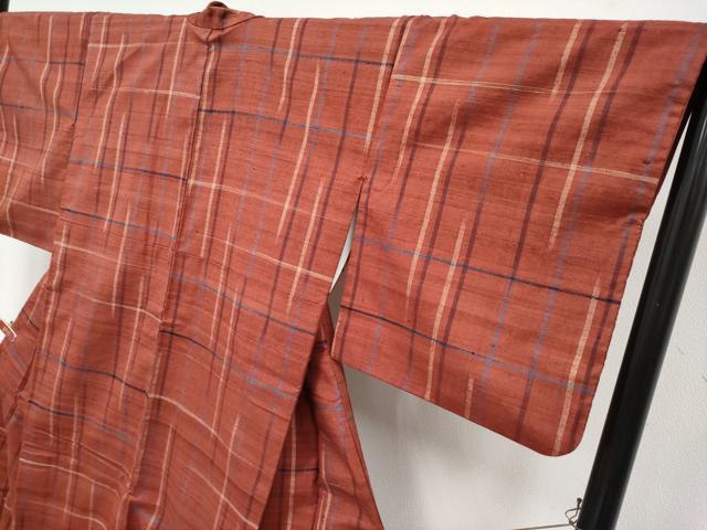平和屋本店●極上　郡上紬　草木染　格子柄　逸品　CYAA4880s6_3