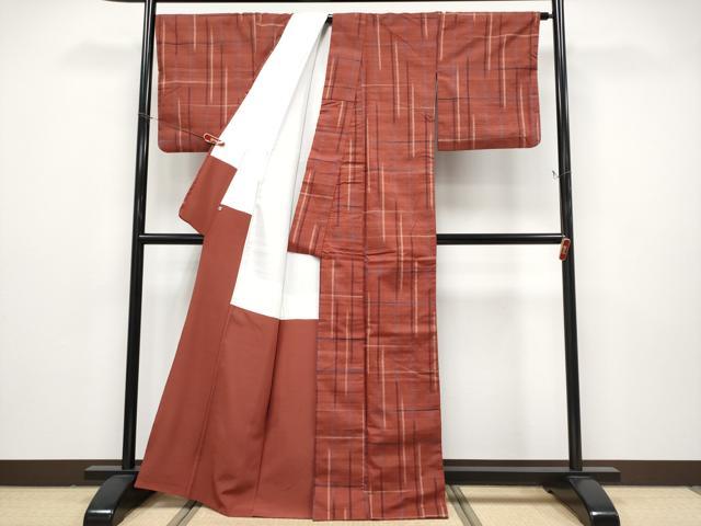 平和屋本店●極上　郡上紬　草木染　格子柄　逸品　CYAA4880s6_2