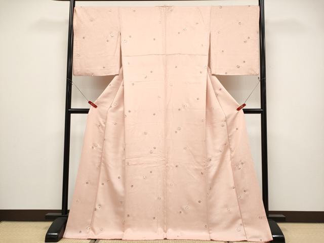平和屋着物●極上　小紋　総刺繍　鞠花文　一斤染色地　逸品　CYAA4933s6_1