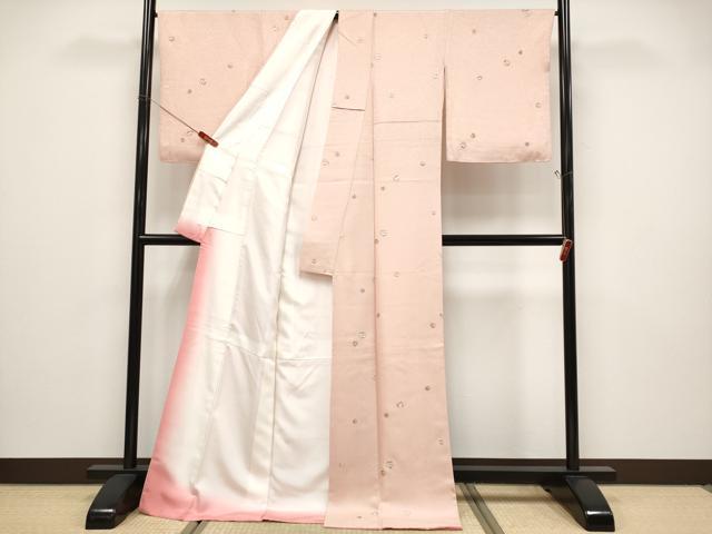 平和屋着物●極上　小紋　総刺繍　鞠花文　一斤染色地　逸品　CYAA4933s6_2