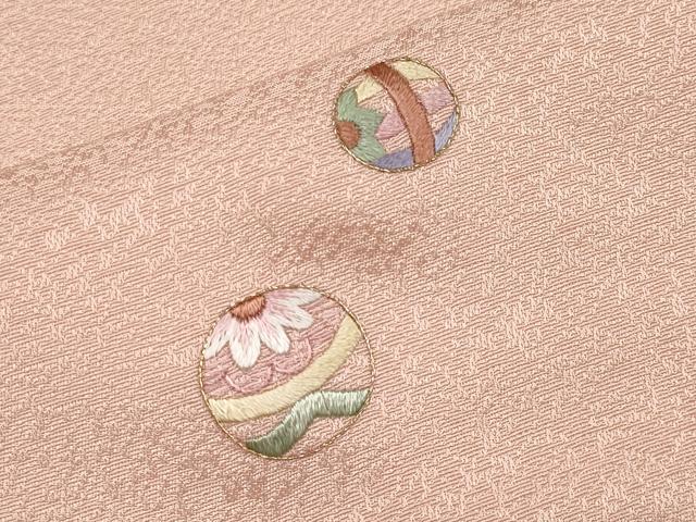平和屋着物●極上　小紋　総刺繍　鞠花文　一斤染色地　逸品　CYAA4933s6_6