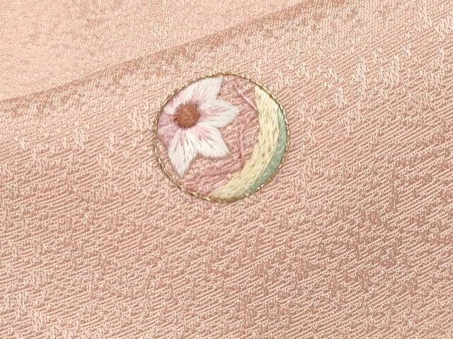 平和屋着物●極上　小紋　総刺繍　鞠花文　一斤染色地　逸品　CYAA4933s6_8
