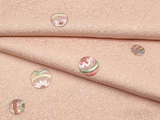平和屋着物●極上　小紋　総刺繍　鞠花文　一斤染色地　逸品　CYAA4933s6