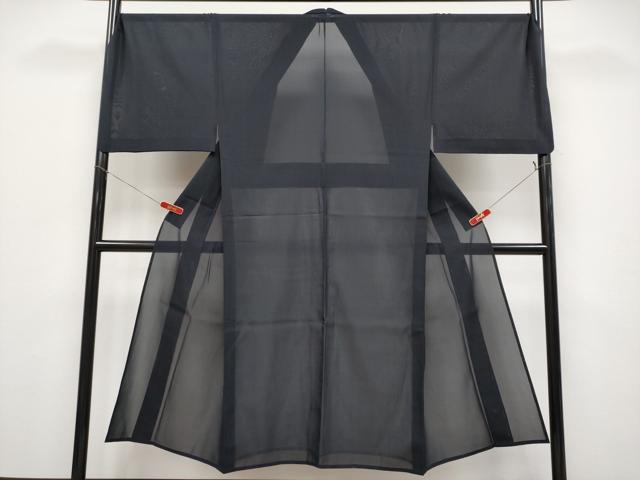 平和屋本店＊極上　夏物　男性　東郷織物謹製　本場大島紬　夏大島　キングサイズ　みじん格子　濃紺地　証紙付き　逸品　CYAA4941s6_1
