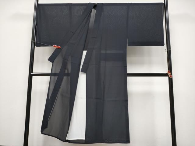 平和屋本店＊極上　夏物　男性　東郷織物謹製　本場大島紬　夏大島　キングサイズ　みじん格子　濃紺地　証紙付き　逸品　CYAA4941s6_2