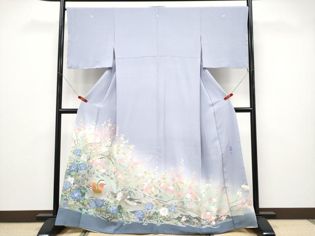 平和屋本店●極上　本加賀友禅作家　百貫華峰　色留袖　鴛鴦枝花文　暈し染め　藤紫色地　逸品　未使用　CYAA4947s6 49,140円
