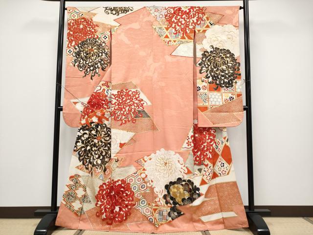 平和屋着物●訪問着　貝桶花文　暈し染め　金彩　正絹　逸品　DABC3654az 平和屋着物○訪問着 貝桶花文 暈し染め 金彩 正絹 逸品 DABC3654az
