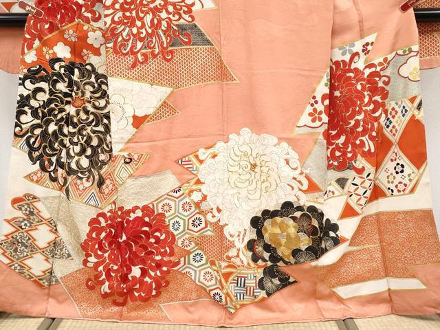 平和屋本店●極上　アンティーク　大正ロマン　中国三大刺繍　相良刺繍　駒刺繍　振袖　乱菊　梅　金彩　曙色地　逸品　CYAA4948s6_3