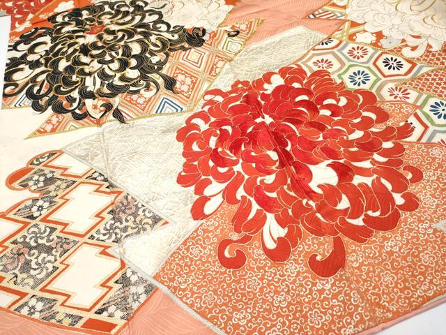 平和屋本店●極上　アンティーク　大正ロマン　中国三大刺繍　相良刺繍　駒刺繍　振袖　乱菊　梅　金彩　曙色地　逸品　CYAA4948s6_5