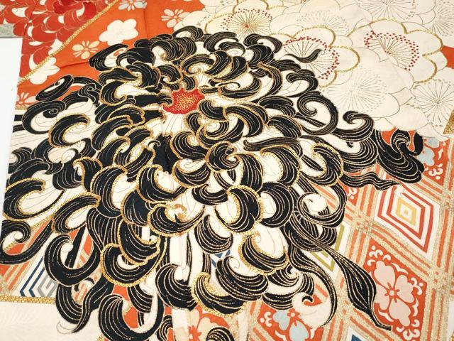 平和屋本店●極上　アンティーク　大正ロマン　中国三大刺繍　相良刺繍　駒刺繍　振袖　乱菊　梅　金彩　曙色地　逸品　CYAA4948s6_4