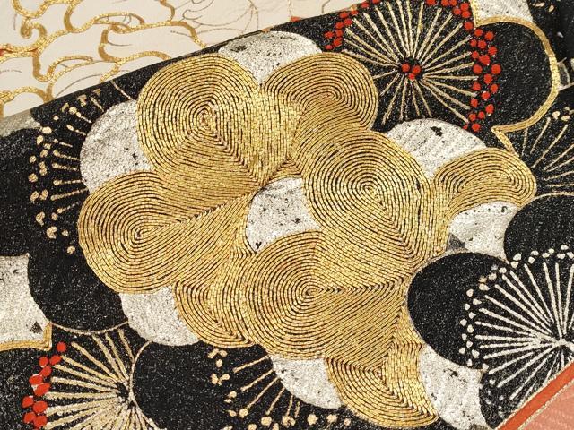 平和屋本店●極上　アンティーク　大正ロマン　中国三大刺繍　相良刺繍　駒刺繍　振袖　乱菊　梅　金彩　曙色地　逸品　CYAA4948s6_7