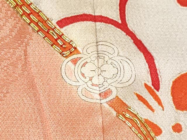 平和屋本店●極上　アンティーク　大正ロマン　中国三大刺繍　相良刺繍　駒刺繍　振袖　乱菊　梅　金彩　曙色地　逸品　CYAA4948s6_8