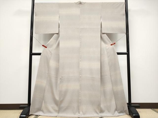 平和屋本店●極上　小紋　横段文　江戸鼠色地　高島屋扱い　逸品　CYAA5015s6