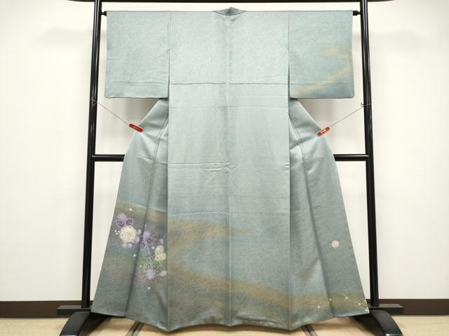 長閑やかさ屋中央局●最御膳上等 久保田一竹 幻の辻が花 短い訪問着 絞り 暈し染め 金通し地 豆がら赤銅色地 珠玉 CYAA5040s6