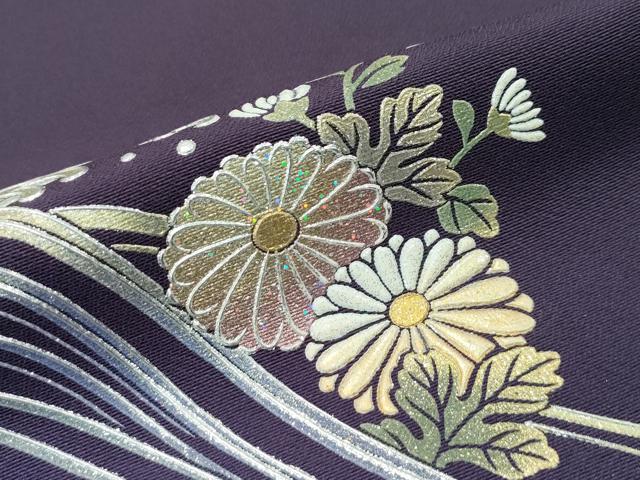 平和屋本店■極上 金彩友禅 卓越技能者・名工・和田光正 訪問着 立波菊文 暈し染め 金銀彩 似せ紫色地 さが美扱い 逸品 CZAA0775s4 平和屋本店□極上 金彩友禅 卓越技能者・名工・和田光正 訪問着 立波