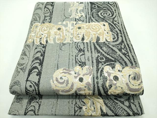 平和屋本店■極上 「美しいキモノ」お馴染みのメーカー となみ織物 スリーシーズン 両面 六通柄袋帯 金糸 証紙付 逸品 未使用 CZAA1079s5