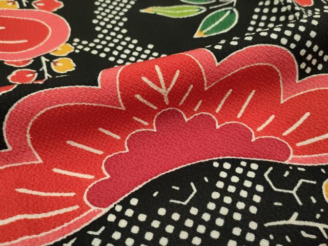 栗山吉三郎　振袖　紅型　縮緬　色紙付き 栗山吉三郎 振袖 紅型 縮緬 色紙付き