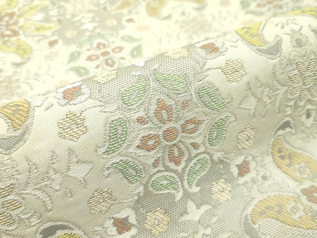 平和屋本店□極上 西陣 川島織物 六通柄 本袋帯 草花文 銀糸