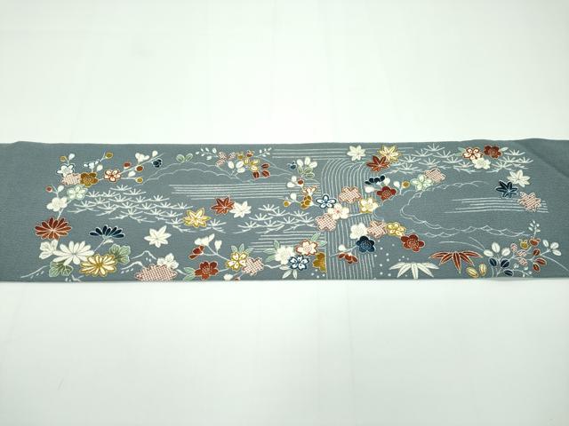 平和屋本店□極上 藤山千春 九寸名古屋帯 草木染 吉野格子 逸品 未使用