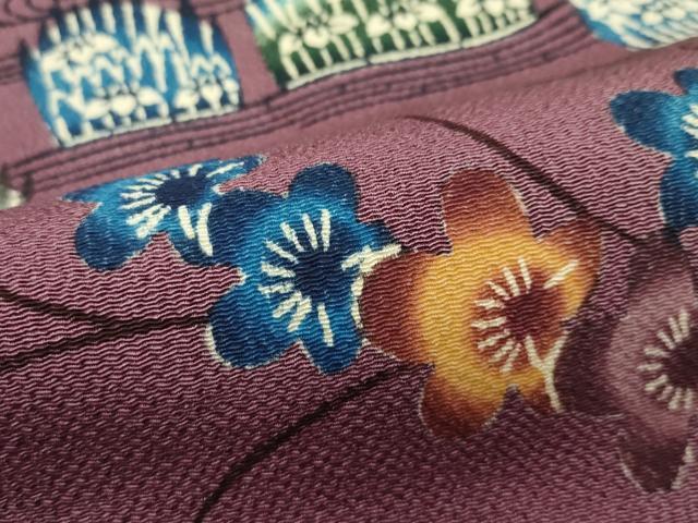 平和屋本店□極上 伊差川紅型工房 伊差川洋子作 九寸名古屋帯 葵