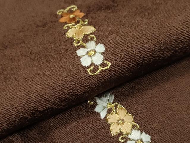 平和屋本店□極上 銀座きしや 小紋 総刺繍 花唐草文 金糸