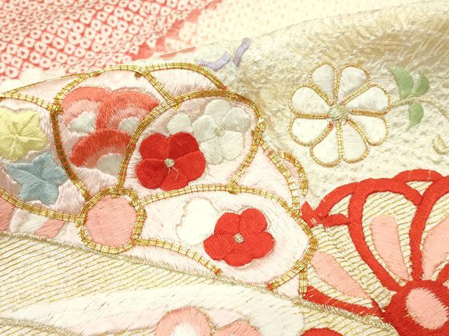 平和屋本店□極上 七五三 女の子 7歳 祝着 総絞り 総刺繍 熨斗草花