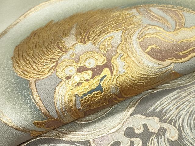 平和屋本店■極上　金彩友禅　卓越技能者・名工・和田光正　色留訪問着　風神雷神　金銀彩　白橡色地　逸品　CZAA1543s5_5