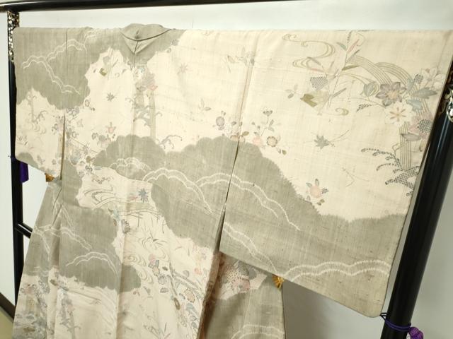 平和屋本店■極上　染織の名門　しょうざん  生紬　訪問着　吉祥草花文　金彩　逸品　CZAA3100s5 平和屋本店□極上 染織の名門 しょうざん 生紬 訪問着 吉祥草花文