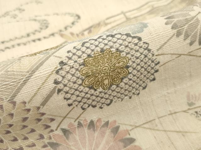 平和屋本店□極上 染織の名門 しょうざん 生紬 訪問着 吉祥草花文